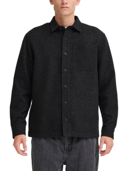 Casual Friday Hagel Wool Blend Heavyweight Overshirt, Black, Black