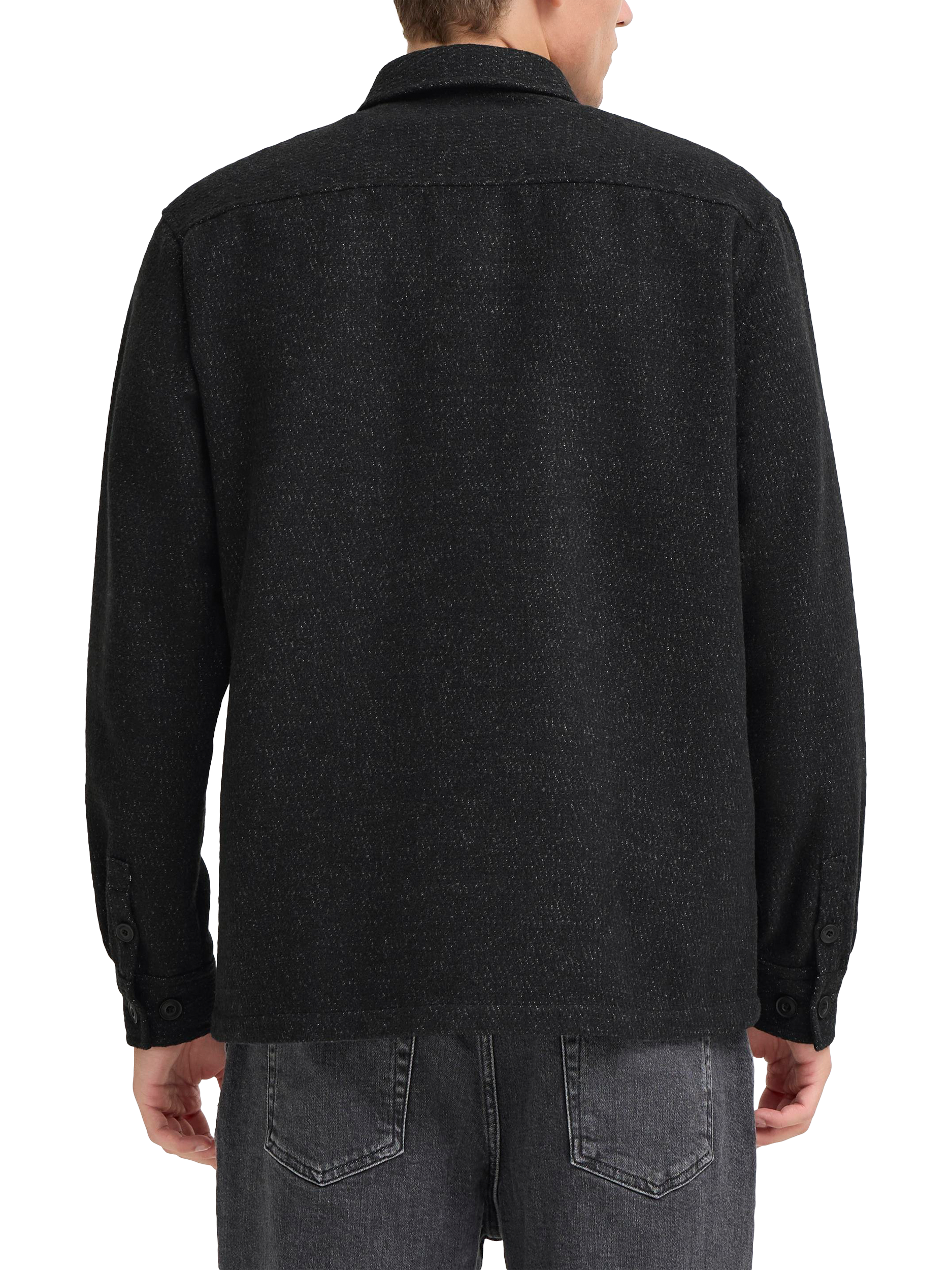 Product image 2 of 7, which shows Casual Friday Hagel Wool Blend Heavyweight Overshirt, Black, S