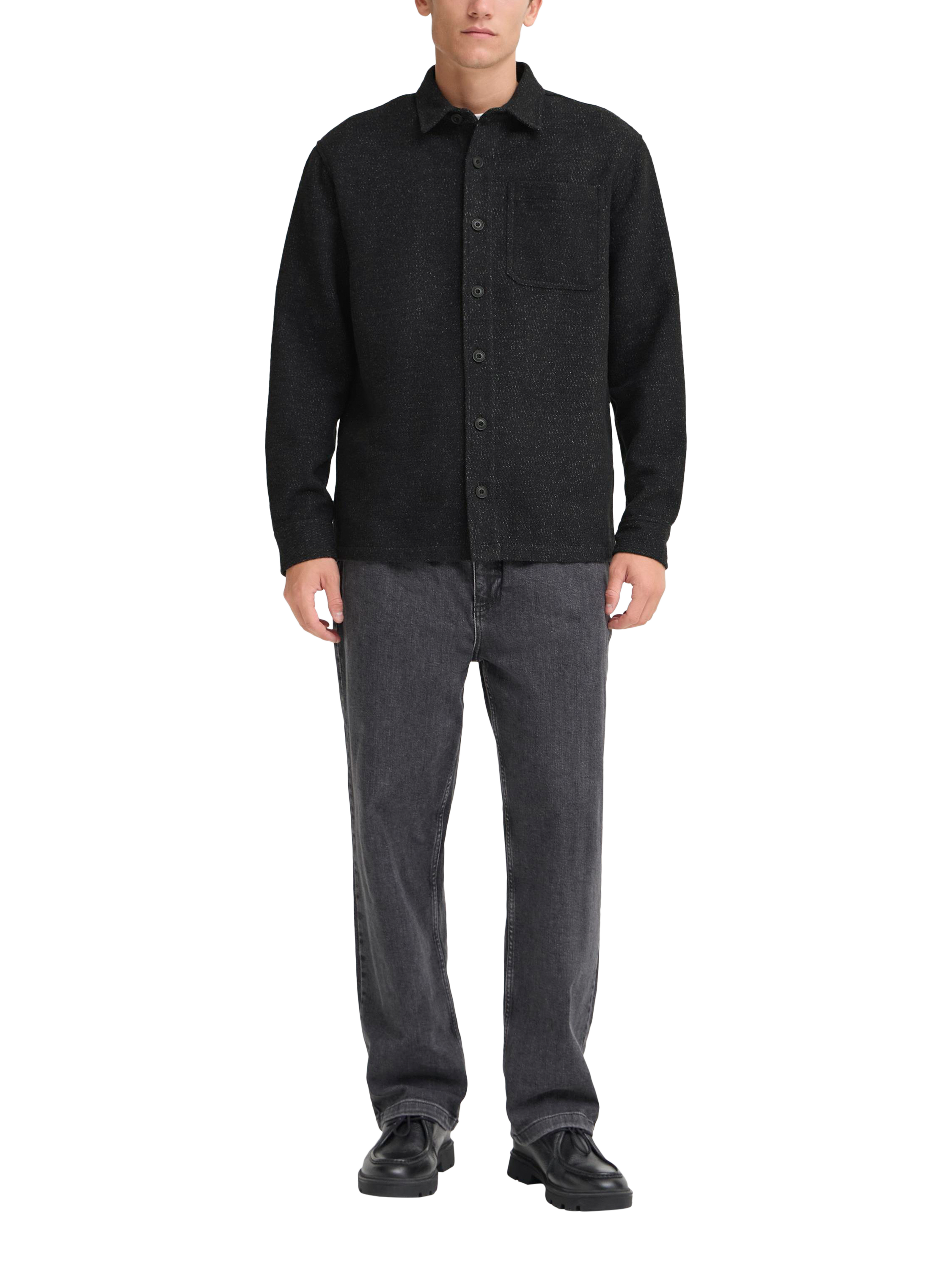 Product image 3 of 7, which shows Casual Friday Hagel Wool Blend Heavyweight Overshirt, Black, S