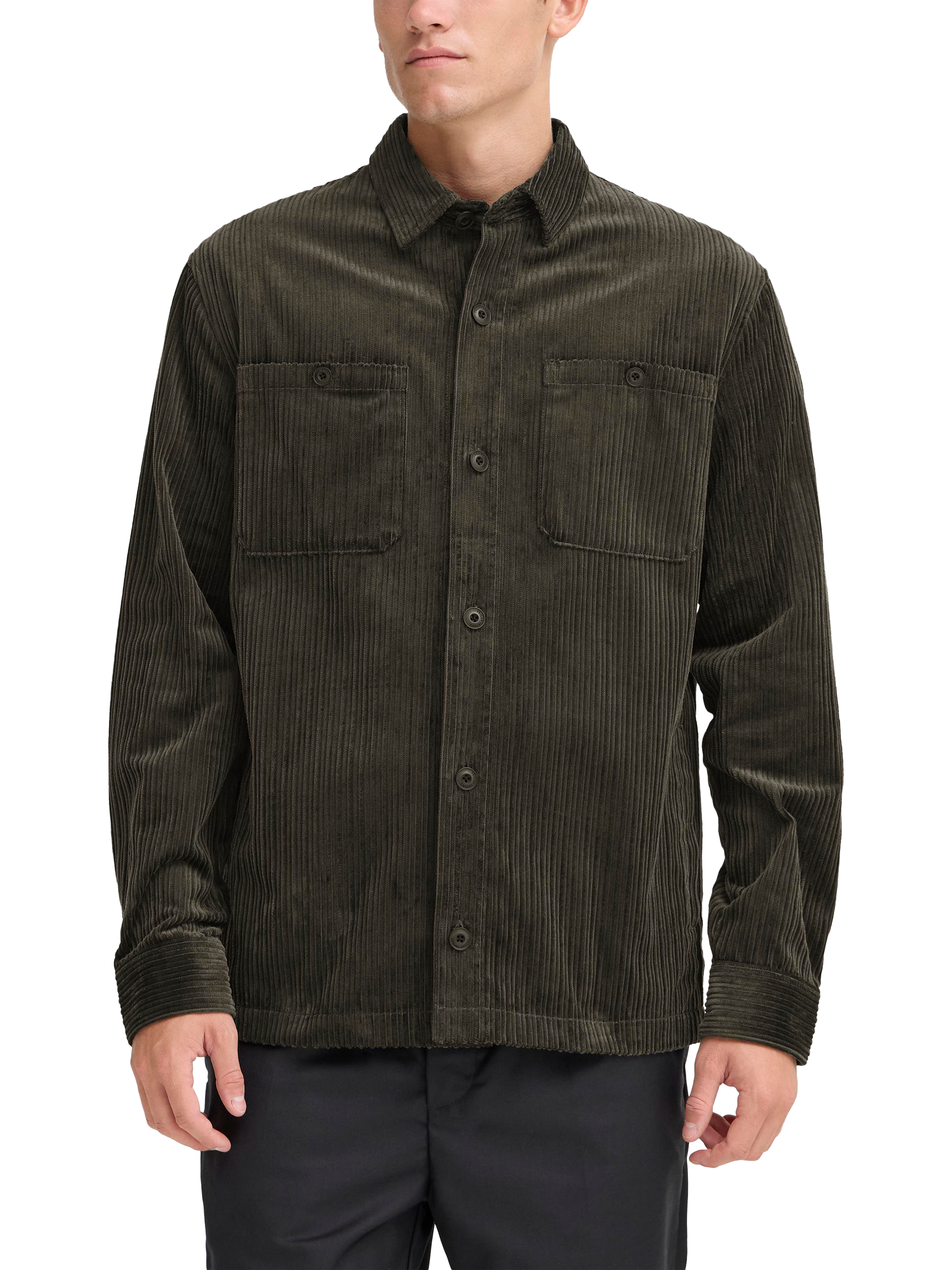 Product image 1 of 7, which shows Casual Friday Nor Corduroy Overshirt, Black Ink, XXL