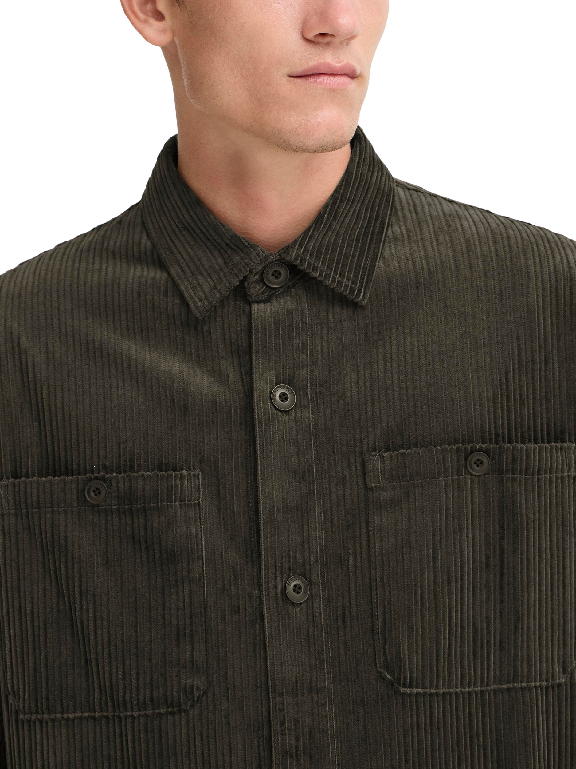Product image 4 of 7, which shows Casual Friday Nor Corduroy Overshirt, Black Ink, XXL