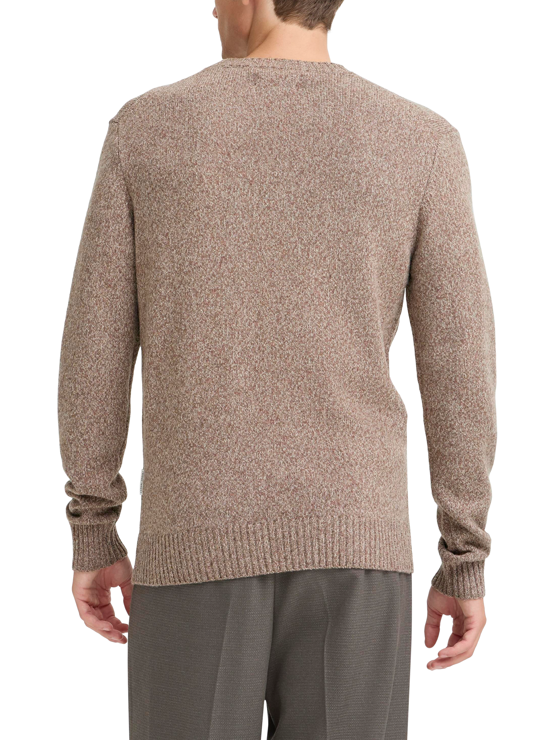 Product image 2 of 7, which shows Casual Friday Ante Melange Wool Blend Knit Jumper, Brown, S