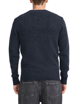 Casual Friday Ante Melange Wool Mix Knit Jumper - view 2, Dark Navy Melange