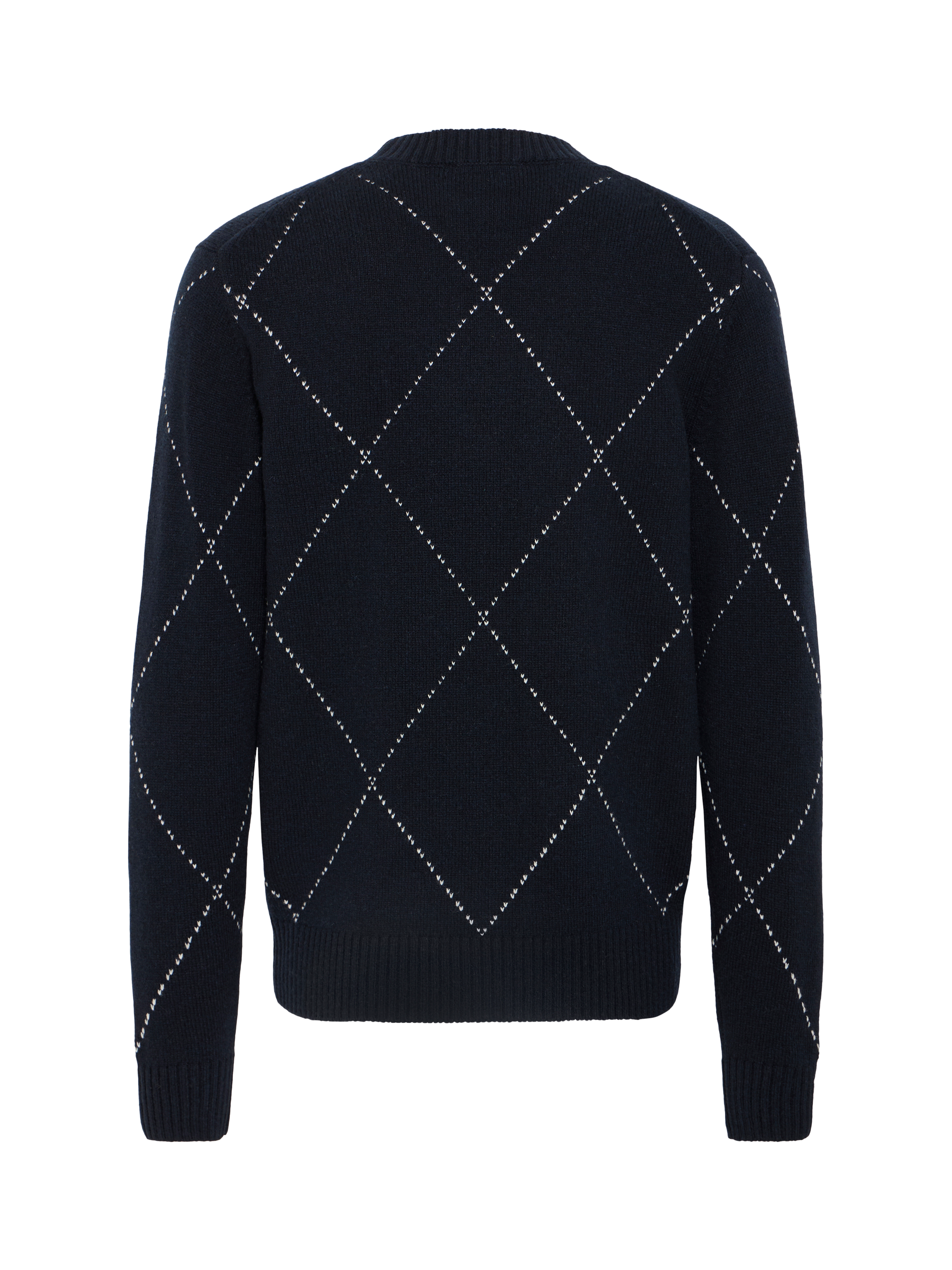 Product image 6 of 7, which shows Casual Friday Wool Blend Jacquard Crew Neck Knit Jumper, Dark Navy, M