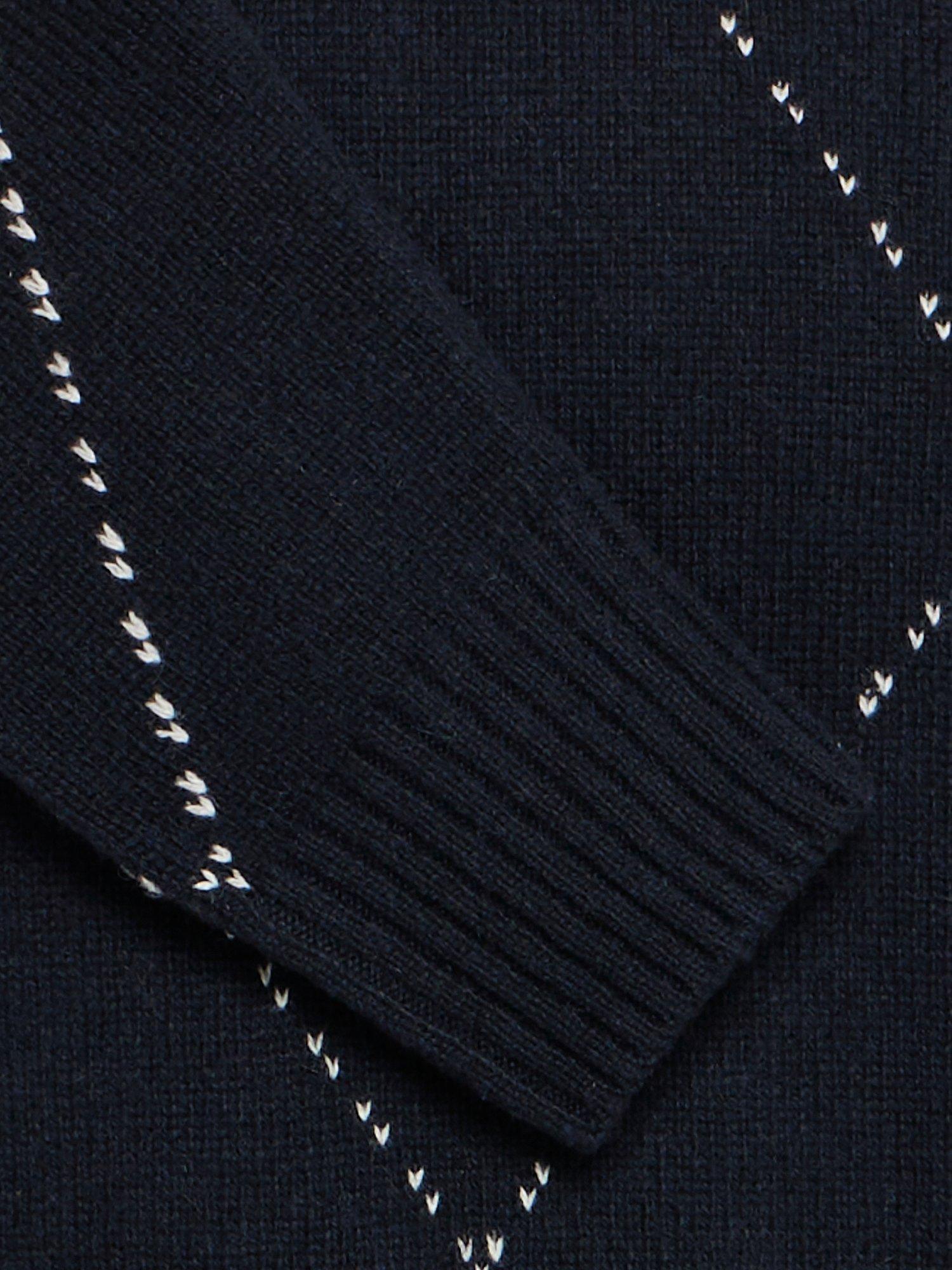 Product image 7 of 7, which shows Casual Friday Wool Blend Jacquard Crew Neck Knit Jumper, Dark Navy, M