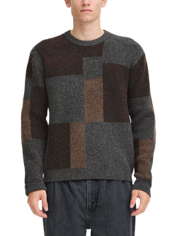 Casual Friday Wiren Geometric Wool Blend Knit Jumper, Demitasse, Demitasse