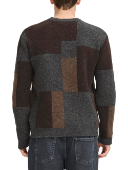 Casual Friday Wiren Geometric Wool Blend Knit Jumper, Demitasse - view 2, Demitasse