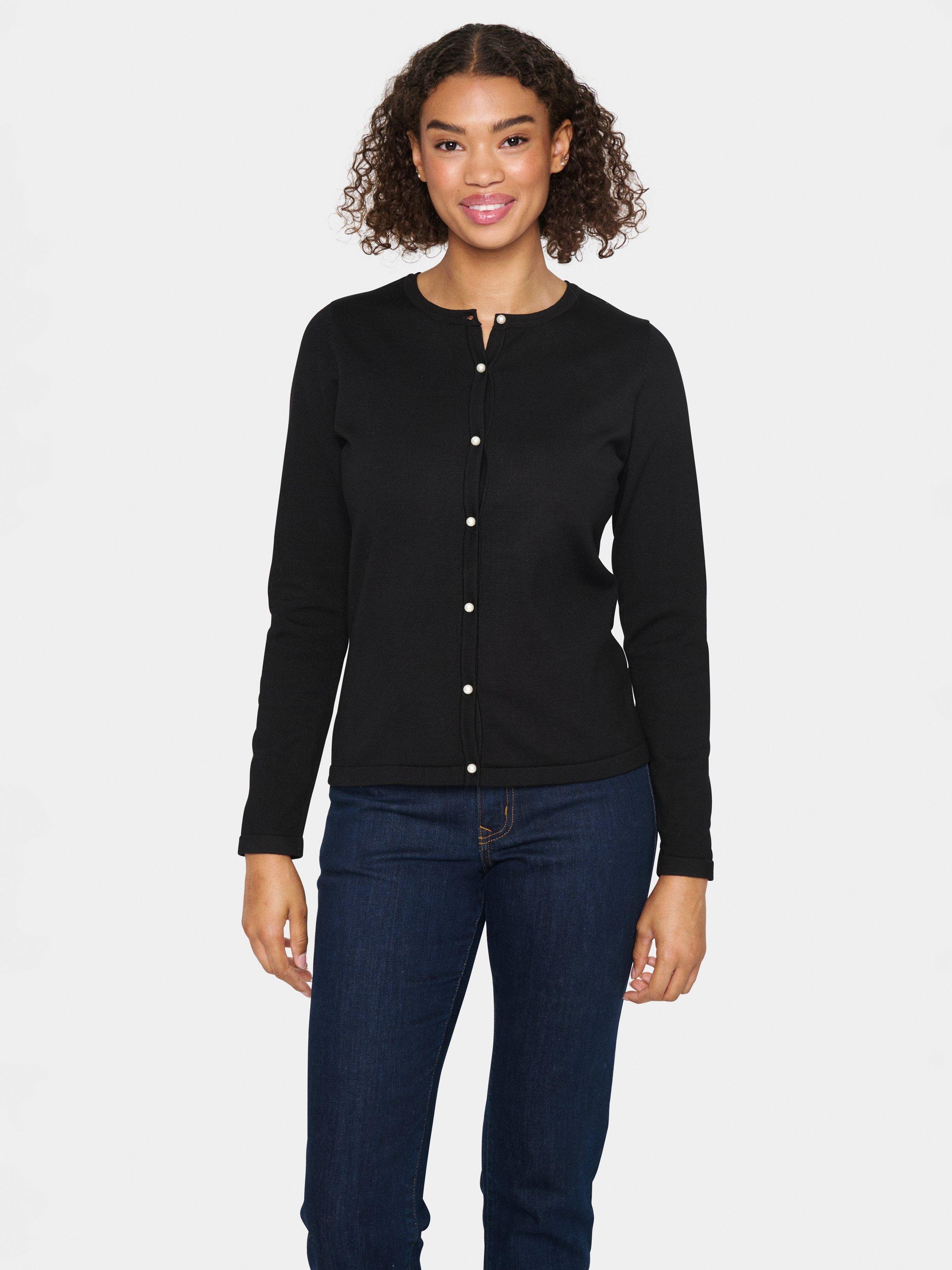 Product image 1 of 5, which shows Saint Tropez Jemma Crew Neck Cardigan, Black, XS