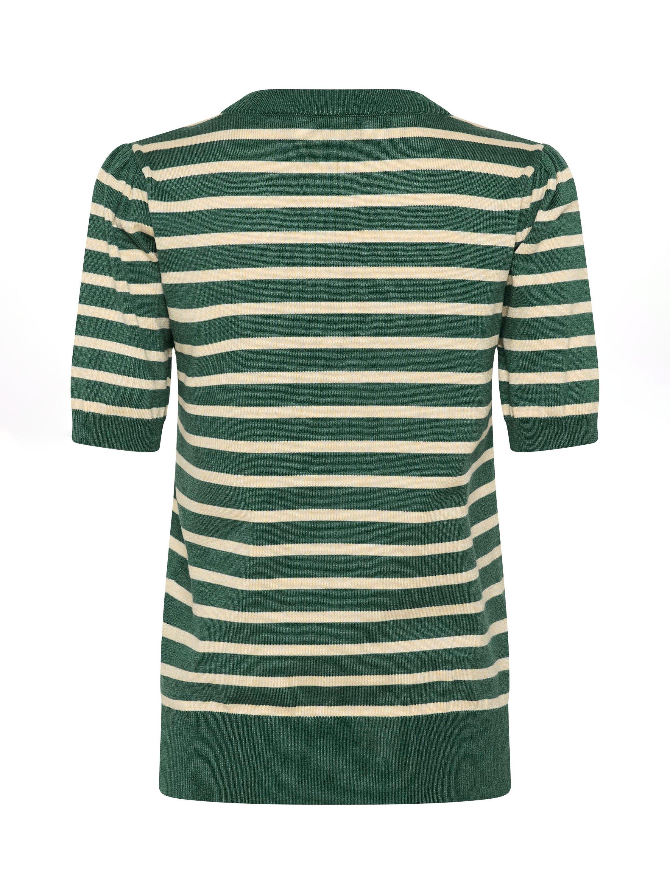 Product image 6 of 6, which shows Saint Tropez Mila Stripe Short Sleeve Jumper, Green, XS