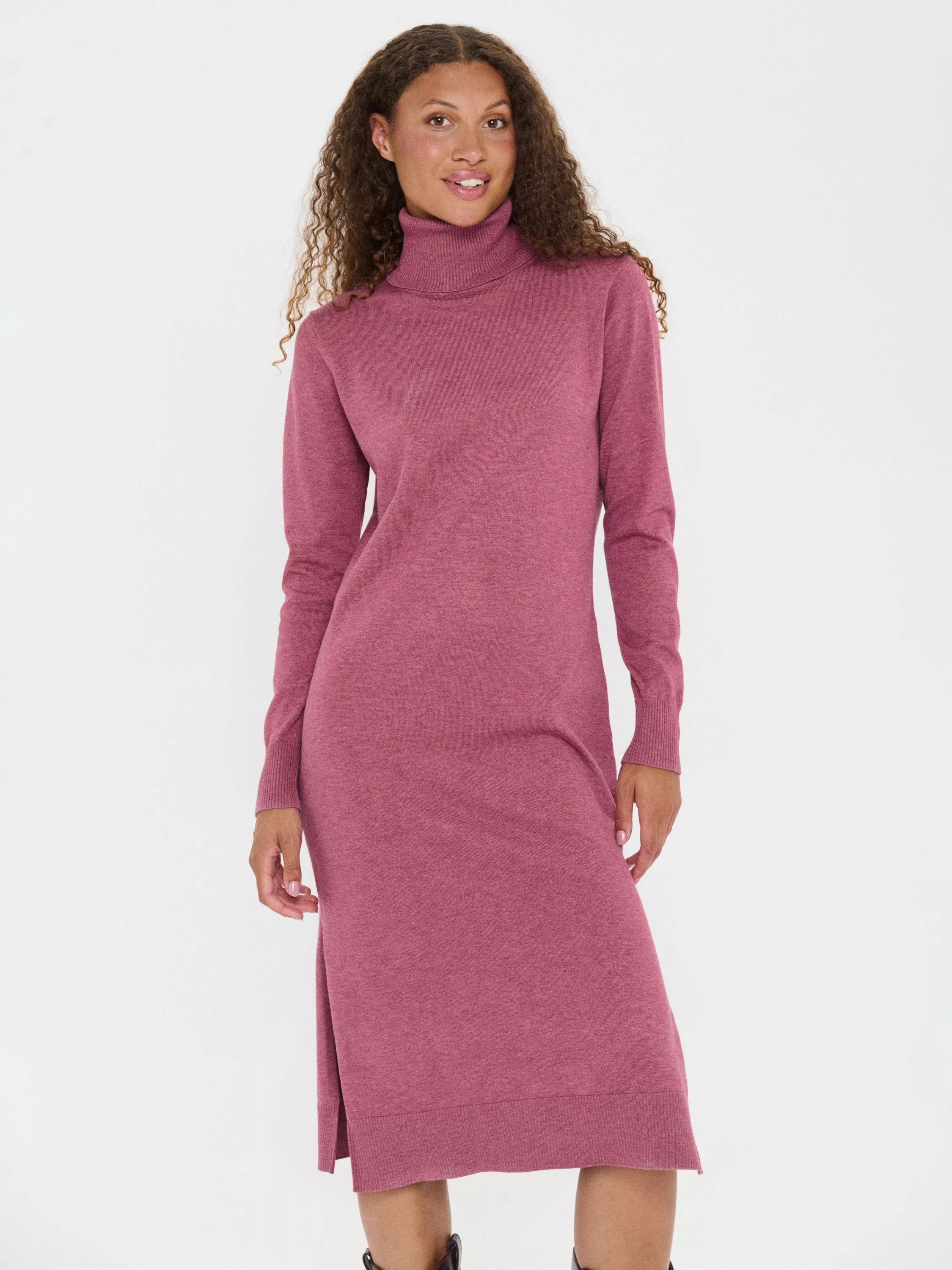 Saint Tropez Mila Roll Neck Jumper Dress, Red Violet Melange