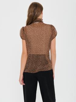 Saint Tropez Lilja Spot Crinkle Top, Fudge Brown - view 2, Fudge Brown