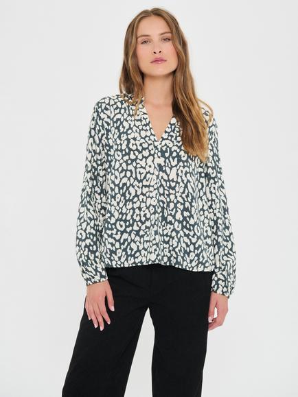 Saint Tropez Eda Abstract Long Sleeve Top containing LENZING™ ECOVERO™ Viscose, Winter Urban/Grey, Winter Urban/Grey