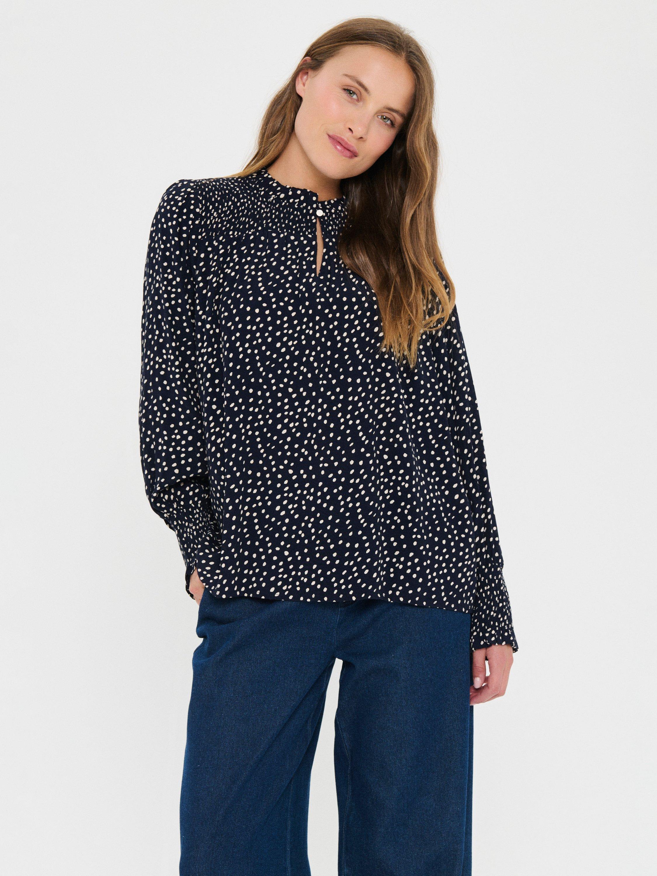 Product image 1 of 4, which shows Saint Tropez Malika Spot Top, Navy/Creme, XS