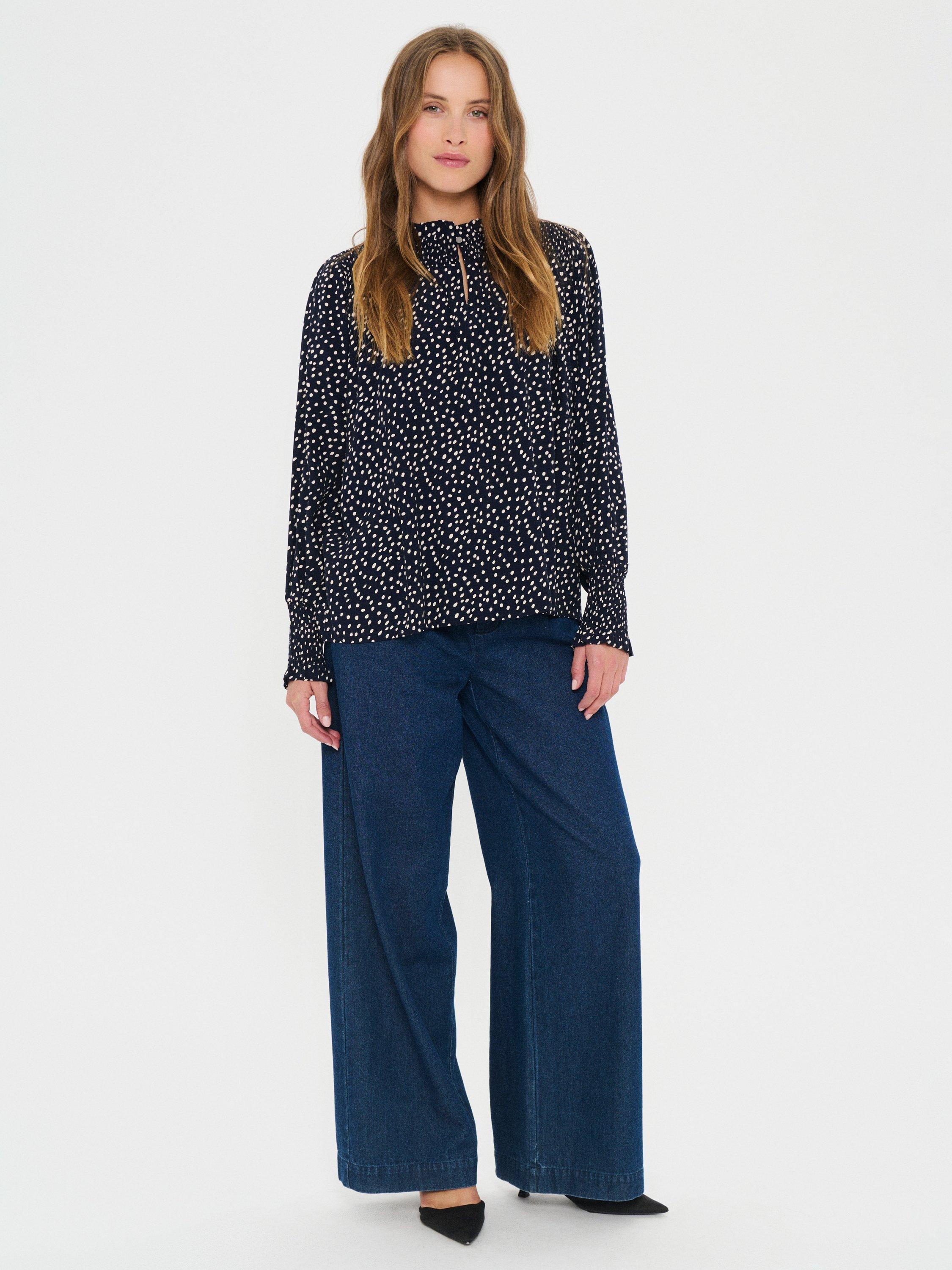 Product image 3 of 4, which shows Saint Tropez Malika Spot Top, Navy/Creme, XS