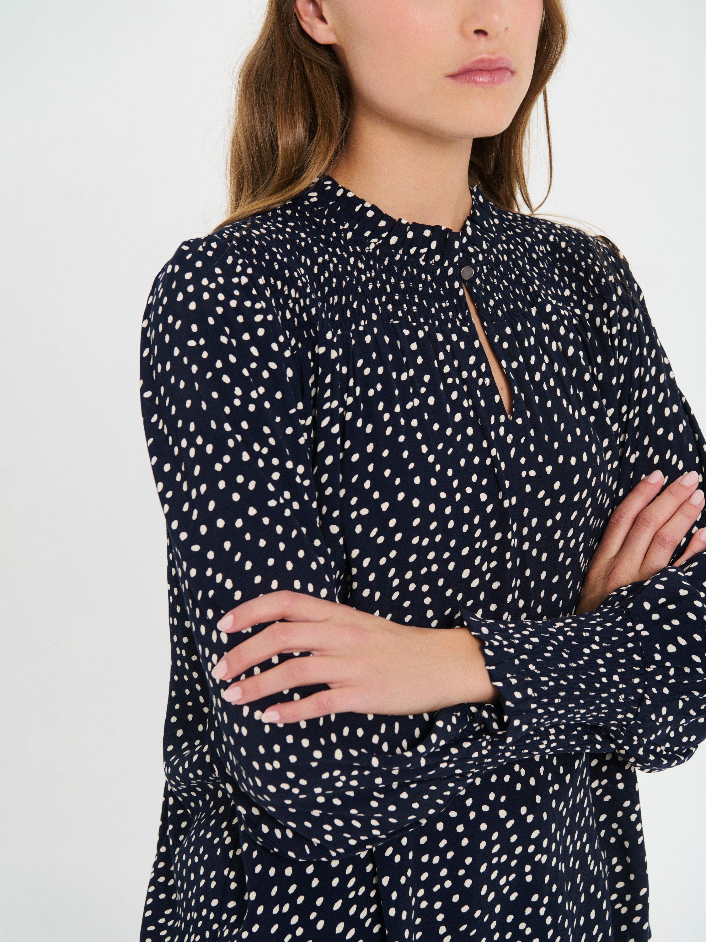 Product image 4 of 4, which shows Saint Tropez Malika Spot Top, Navy/Creme, XS