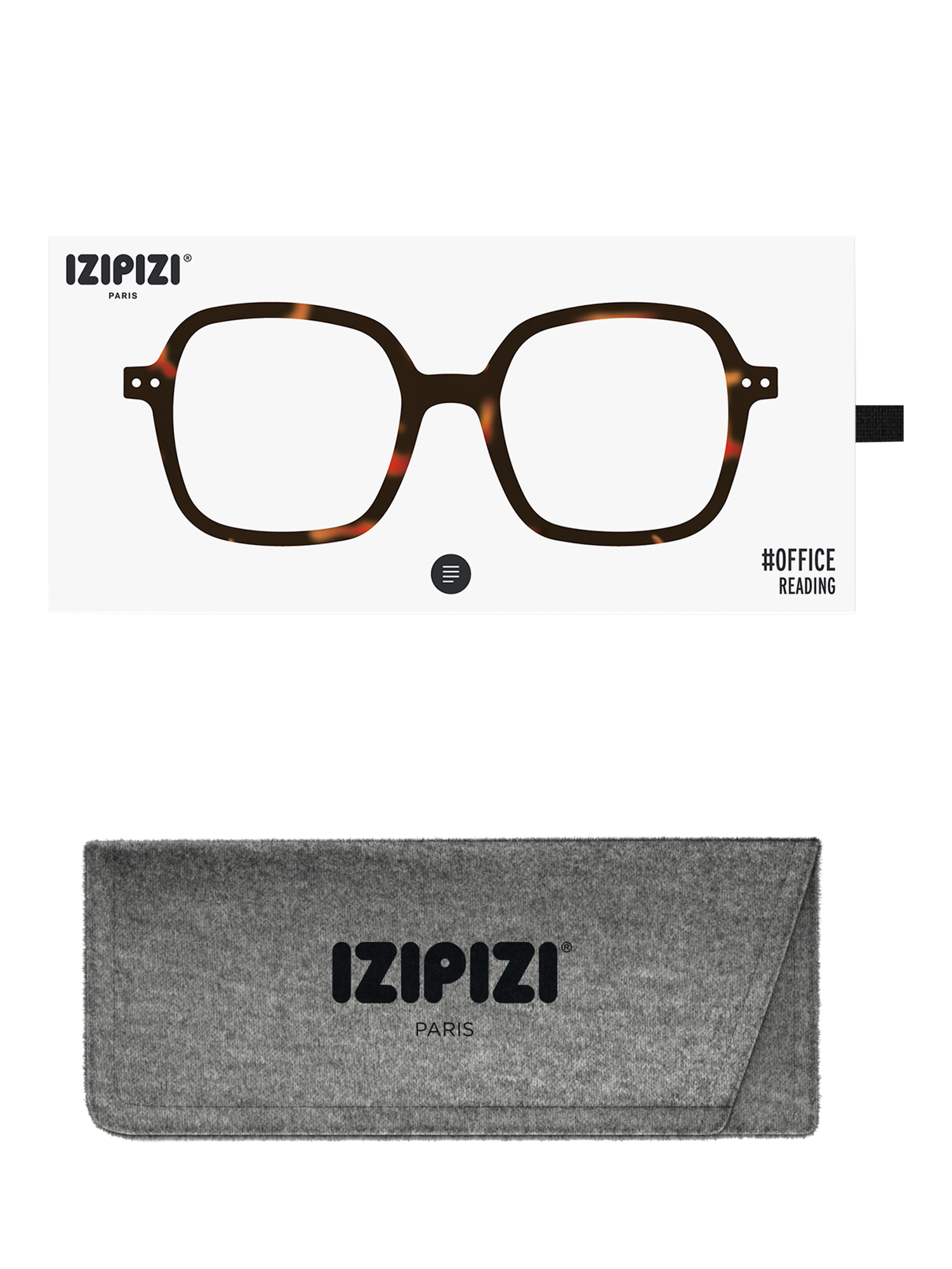 Product image 5 of 5, which shows IZIPIZI Office Oversized Square Reading Glasses, Tortoise, +1