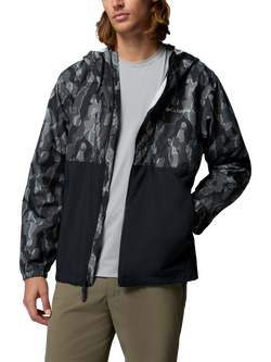 Columbia Men's Spire Valley Novelty Print Hooded Windbreaker Jacket - view 2, Black Treebark