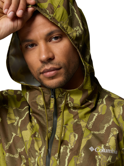 Columbia Men's Spire Valley Novelty Print Hooded Windbreaker Jacket - view 2, Mossy Green Tree