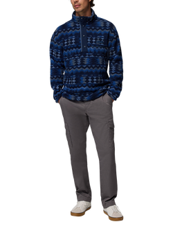 Columbia Helvetia II Men's Half-Snap Button Fleece, Blue/Retrotree, Blue / Retrotree