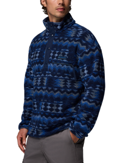 Columbia Helvetia II Men's Half-Snap Button Fleece, Blue/Retrotree - view 2, Blue / Retrotree