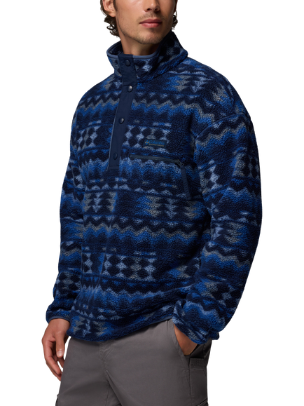 Columbia Helvetia II Men's Half-Snap Button Fleece, Blue/Retrotree - view 2, Blue / Retrotree