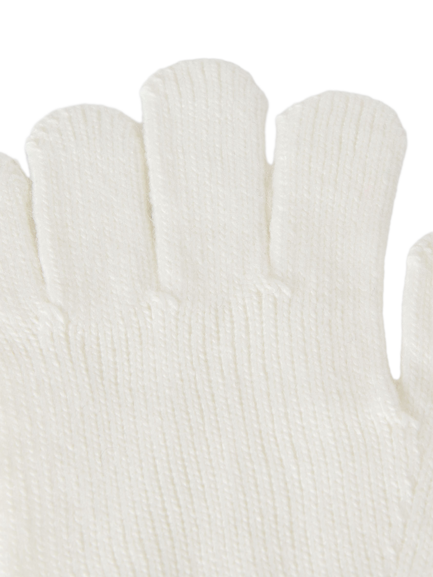 Product image 2 of 3, which shows Benetton Kids' Ribbed Cuff Gloves, White, One Size