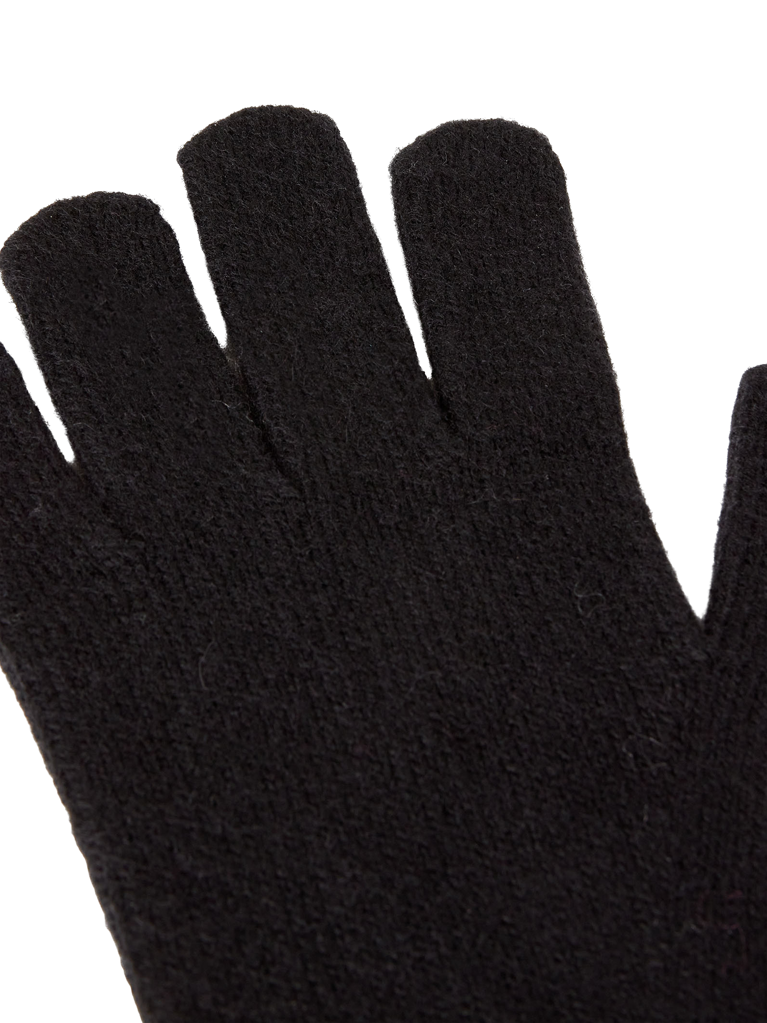 Product image 2 of 3, which shows Benetton Kids' Ribbed Cuff Gloves, Black, One Size