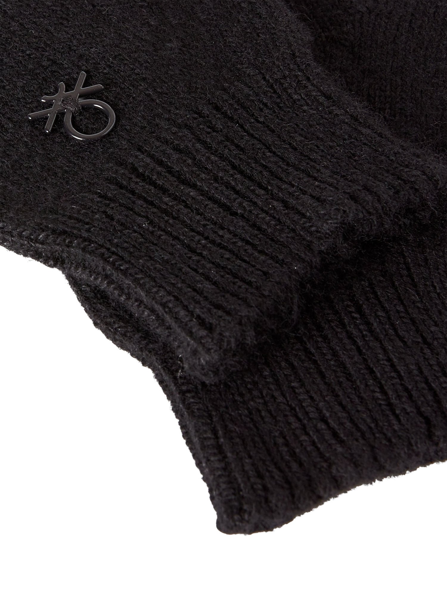 Product image 3 of 3, which shows Benetton Kids' Ribbed Cuff Gloves, Black, One Size