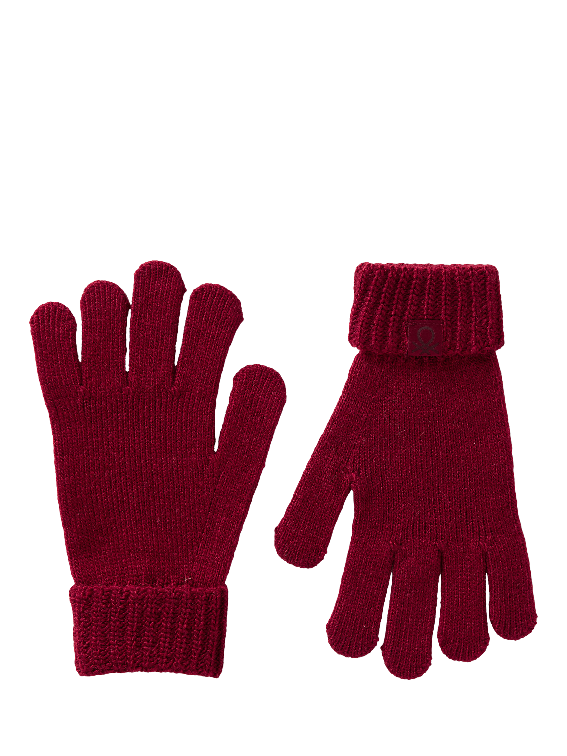 Product image 1 of 3, which shows Benetton Kids' Ribbed Cuff Gloves, Red, One Size