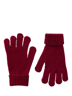 Benetton Kids' Ribbed Cuff Gloves, Red