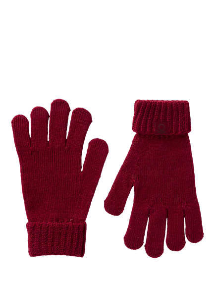 Benetton Kids' Ribbed Cuff Gloves, Red