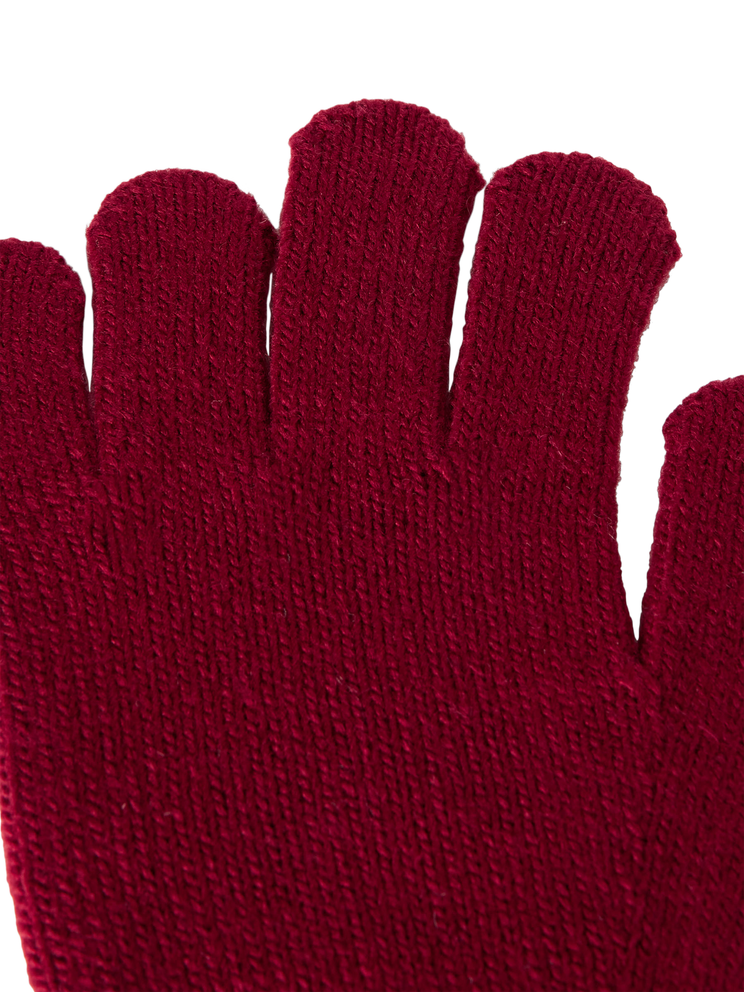 Product image 2 of 3, which shows Benetton Kids' Ribbed Cuff Gloves, Red, One Size