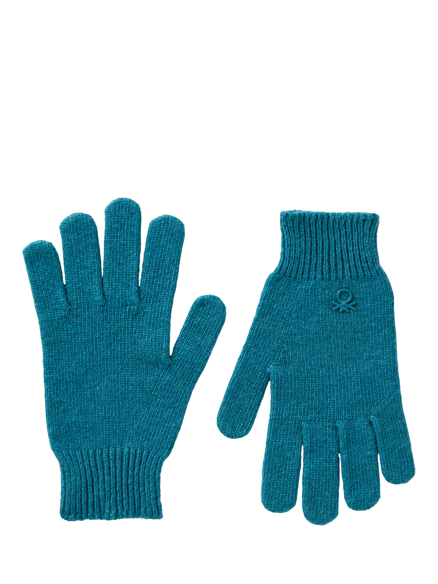 Product image 1 of 3, which shows Benetton Kids' Ribbed Cuff Gloves, Blue, One Size