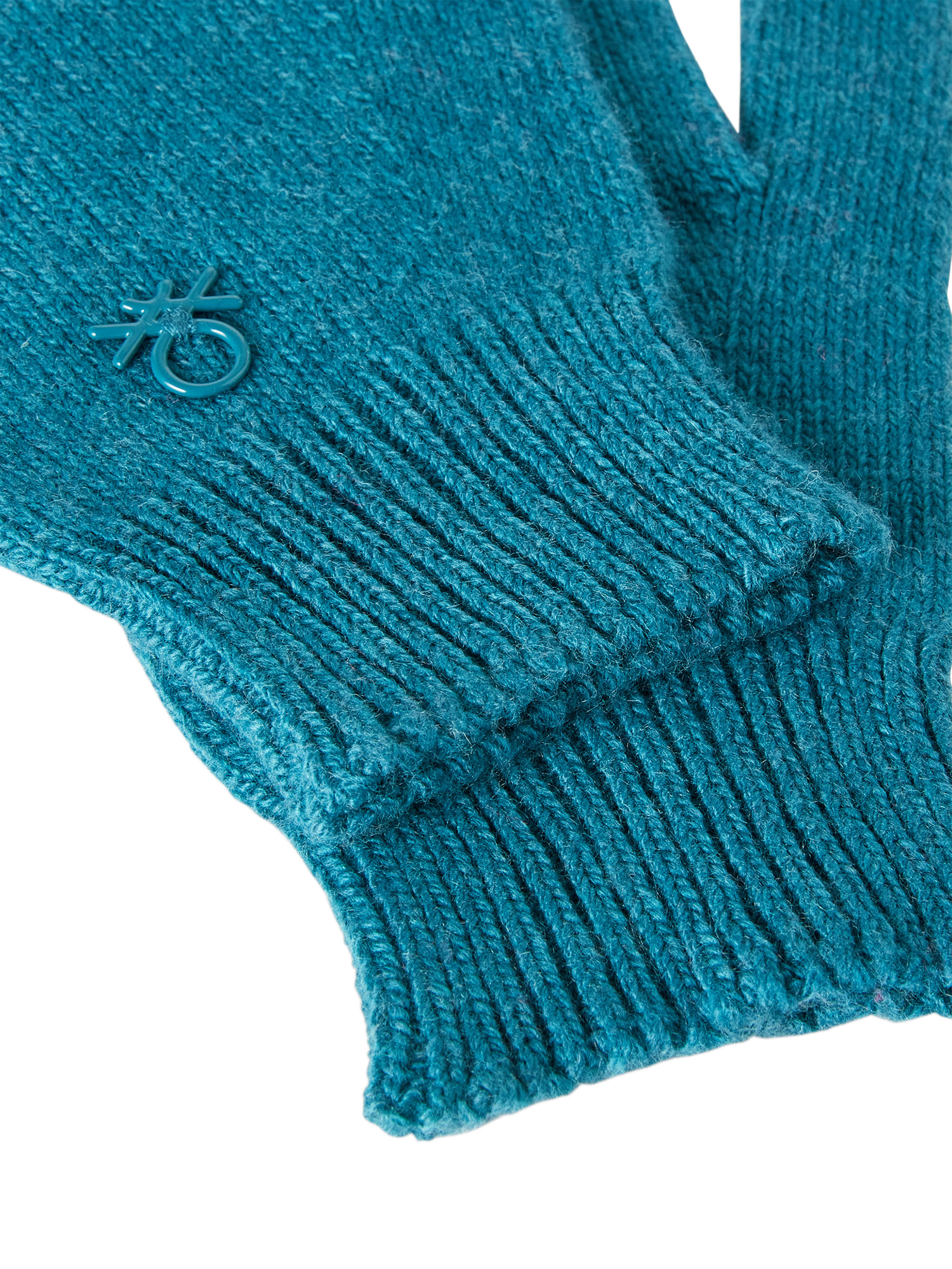 Product image 3 of 3, which shows Benetton Kids' Ribbed Cuff Gloves, Blue, One Size