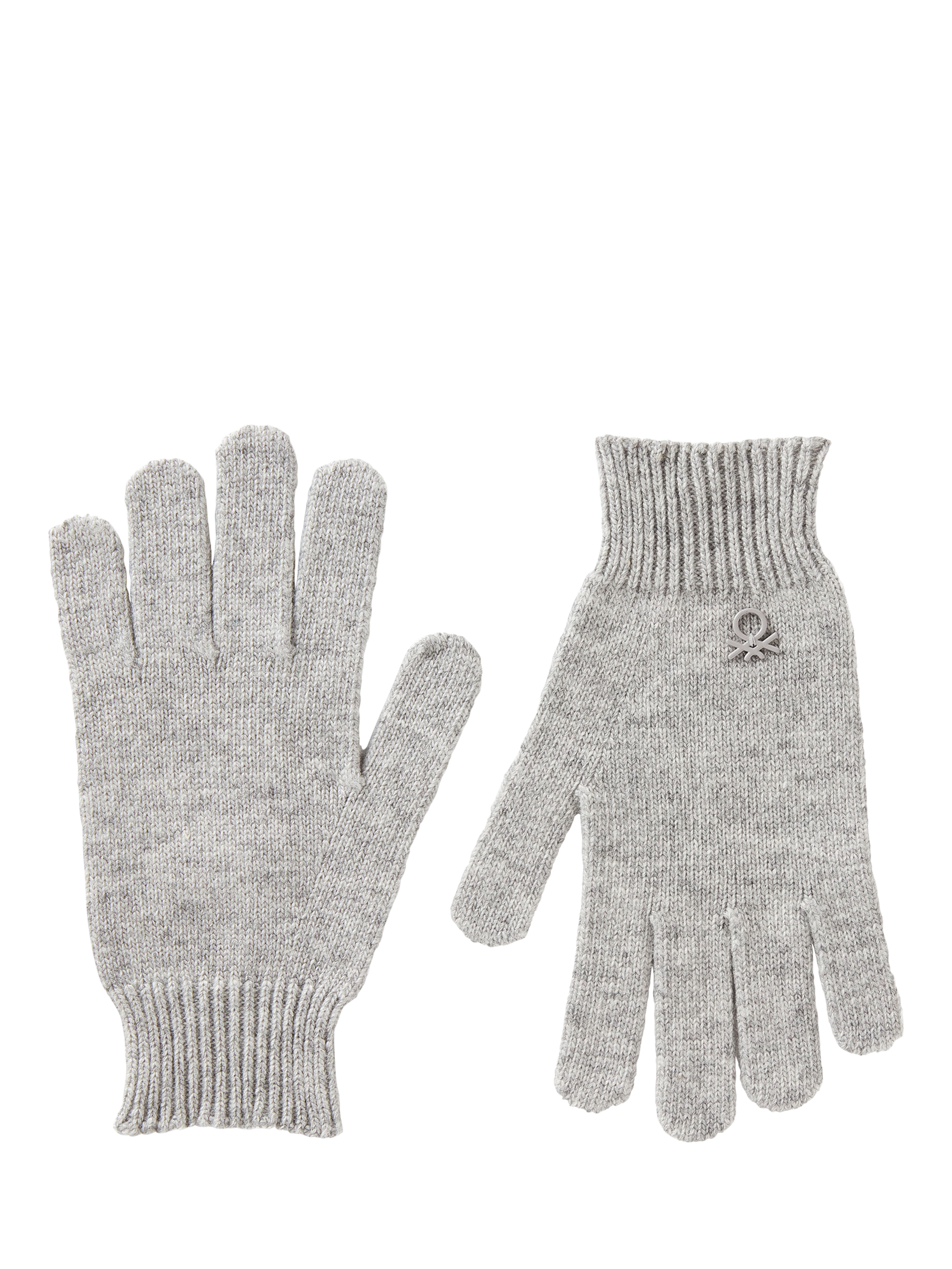 Product image 1 of 3, which shows Benetton Kids' Ribbed Cuff Gloves, Grey, One Size