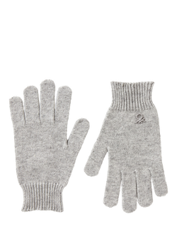 Benetton Kids' Ribbed Cuff Gloves, Grey