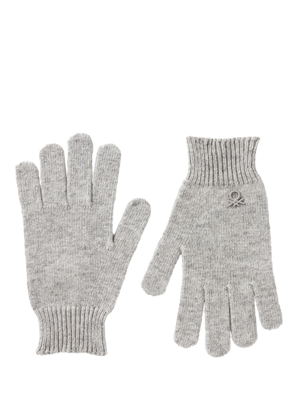 Benetton Kids' Ribbed Cuff Gloves, Grey