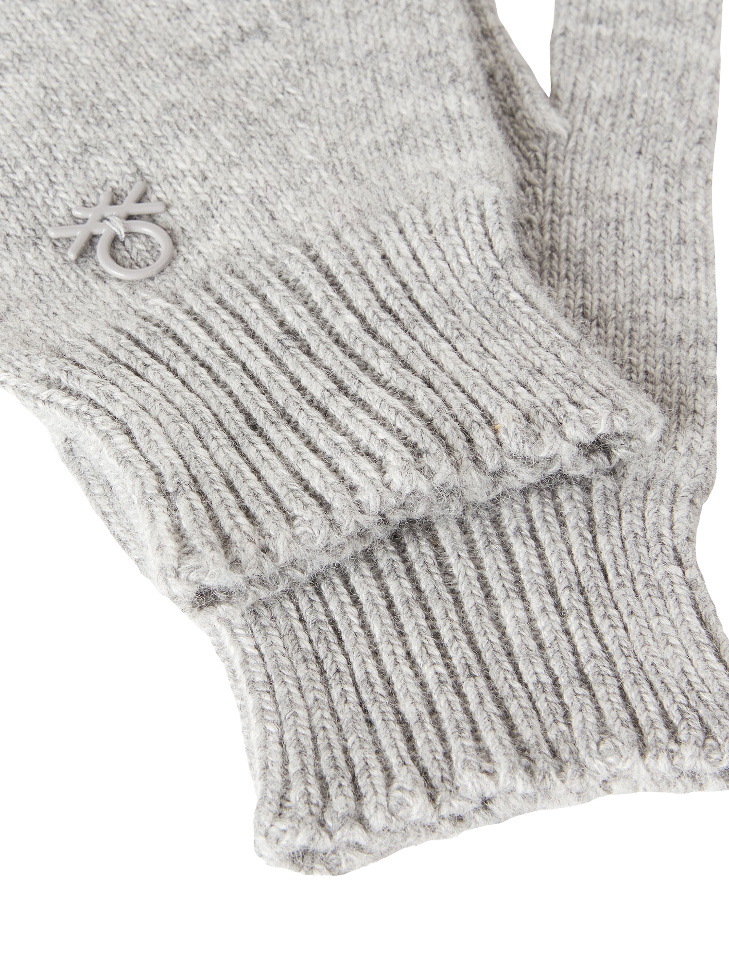 Product image 3 of 3, which shows Benetton Kids' Ribbed Cuff Gloves, Grey, One Size