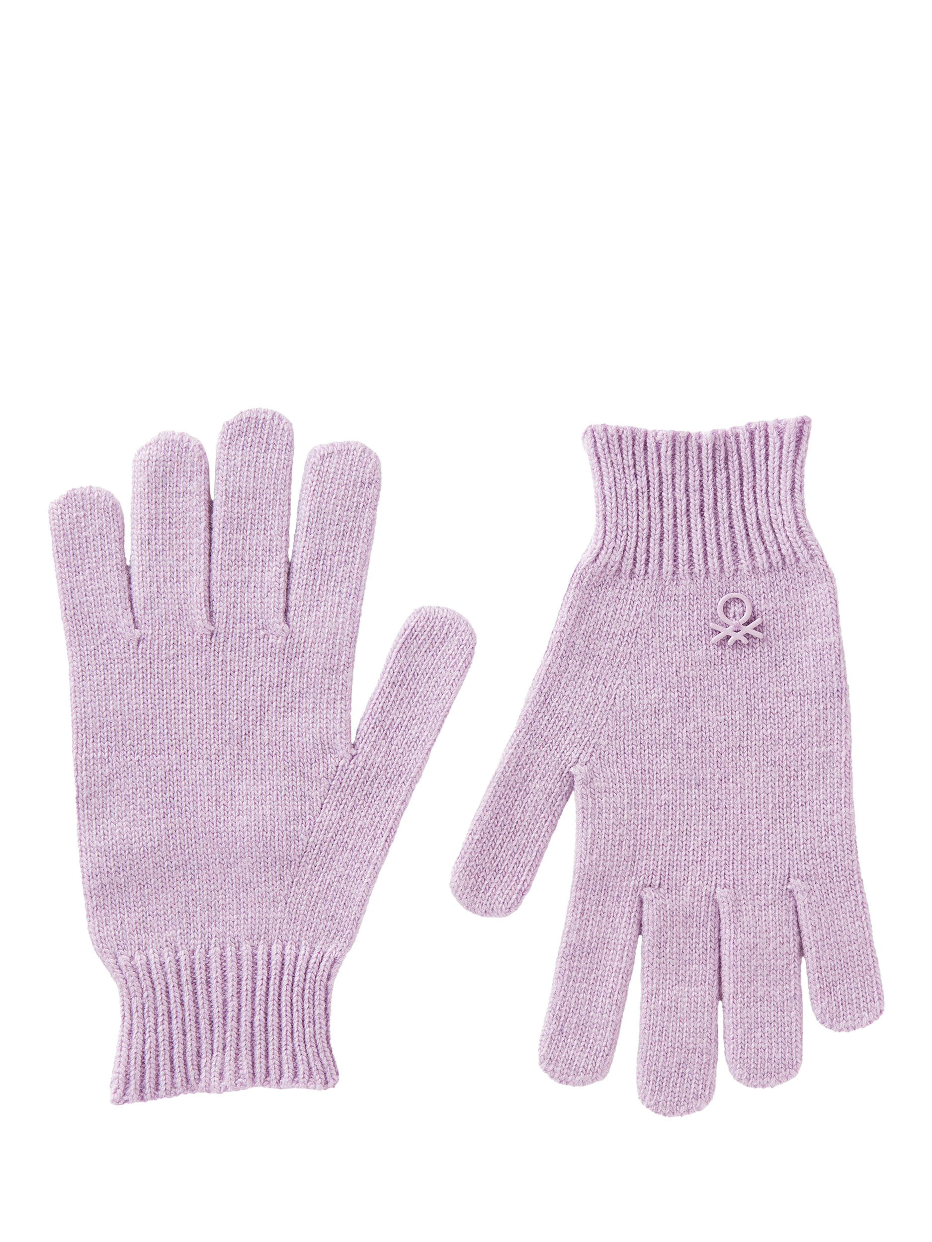 Product image 1 of 3, which shows Benetton Kids' Ribbed Cuff Gloves, Violet, One Size