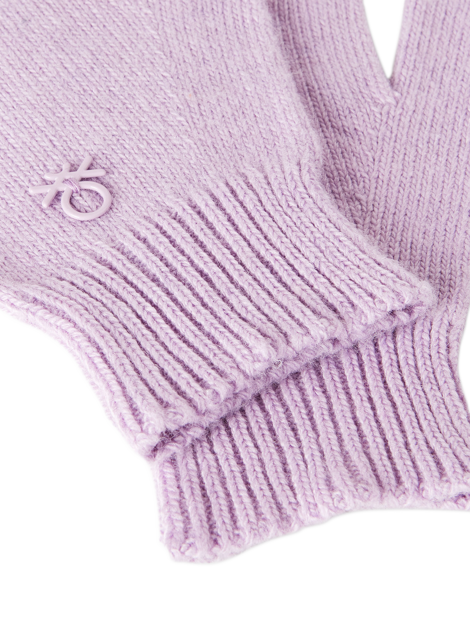 Product image 3 of 3, which shows Benetton Kids' Ribbed Cuff Gloves, Violet, One Size