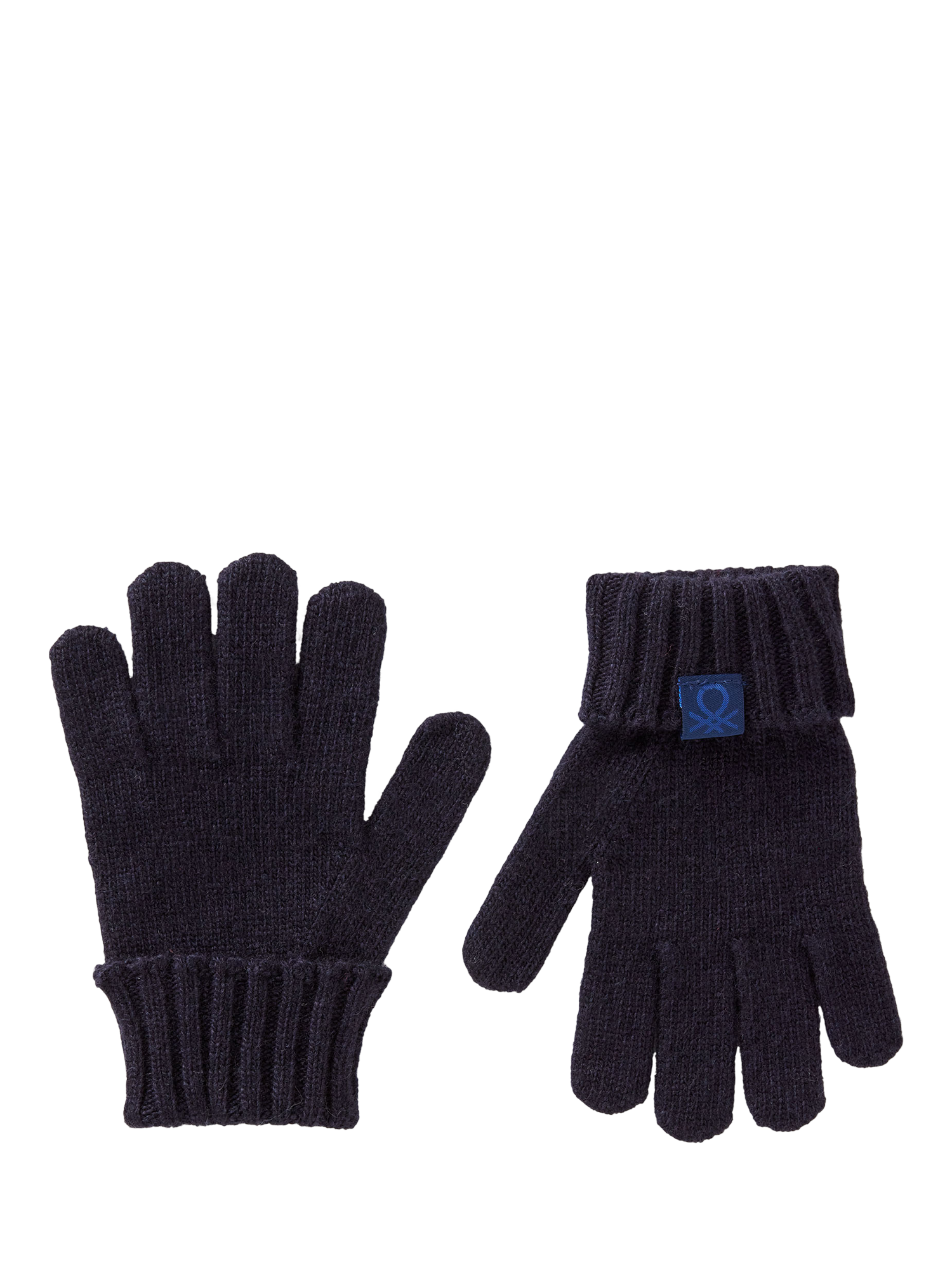 Product image 1 of 3, which shows Benetton Kids' Wool Blend Knit Gloves, Navy Blue, 2-3 years