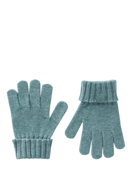 Benetton Kids' Wool Blend Knit Gloves, Green