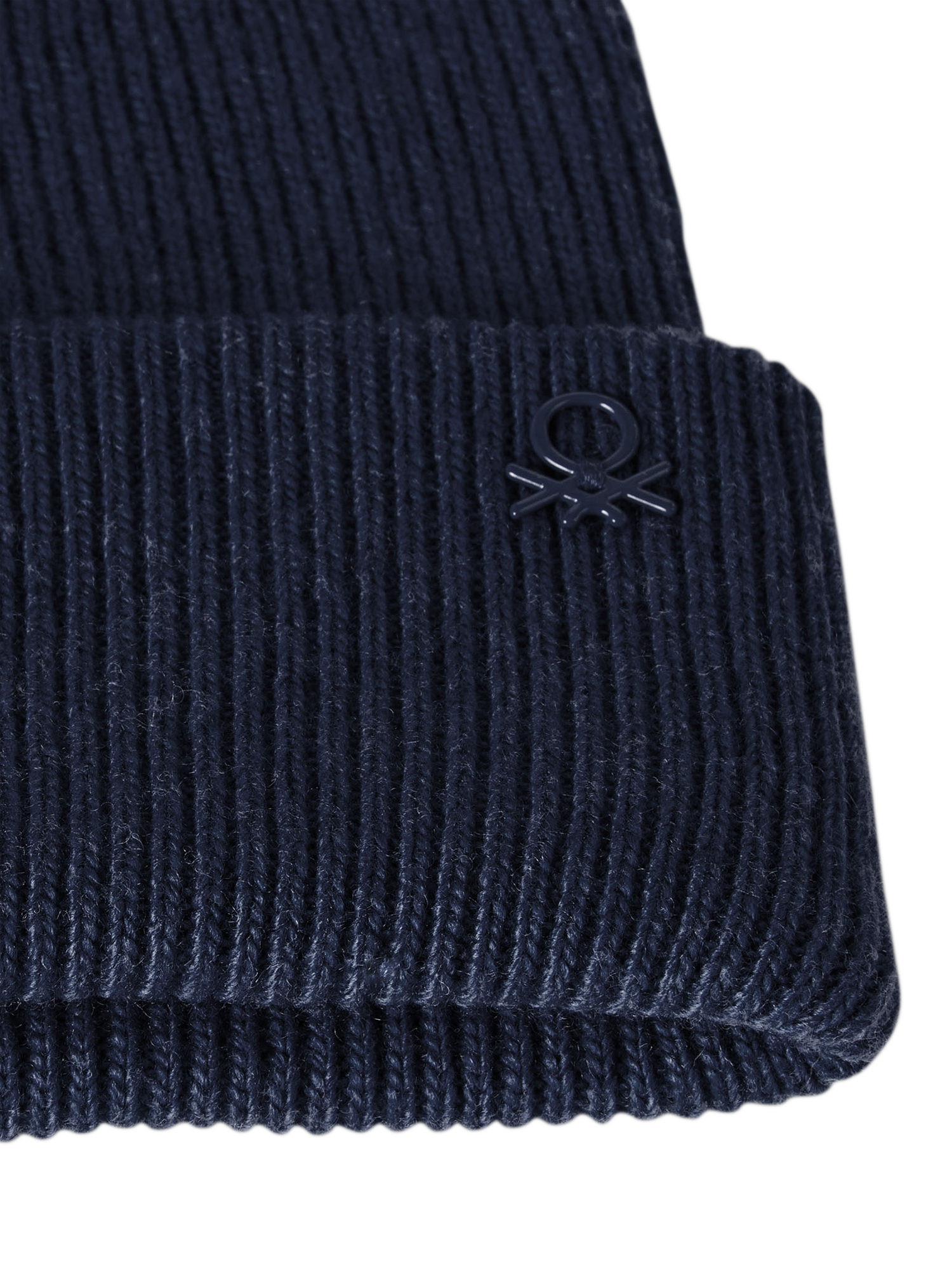 Product image 3 of 3, which shows Benetton Kids' Wool Blend Ribbed Knit Beanie Hat, Navy Blue, One Size