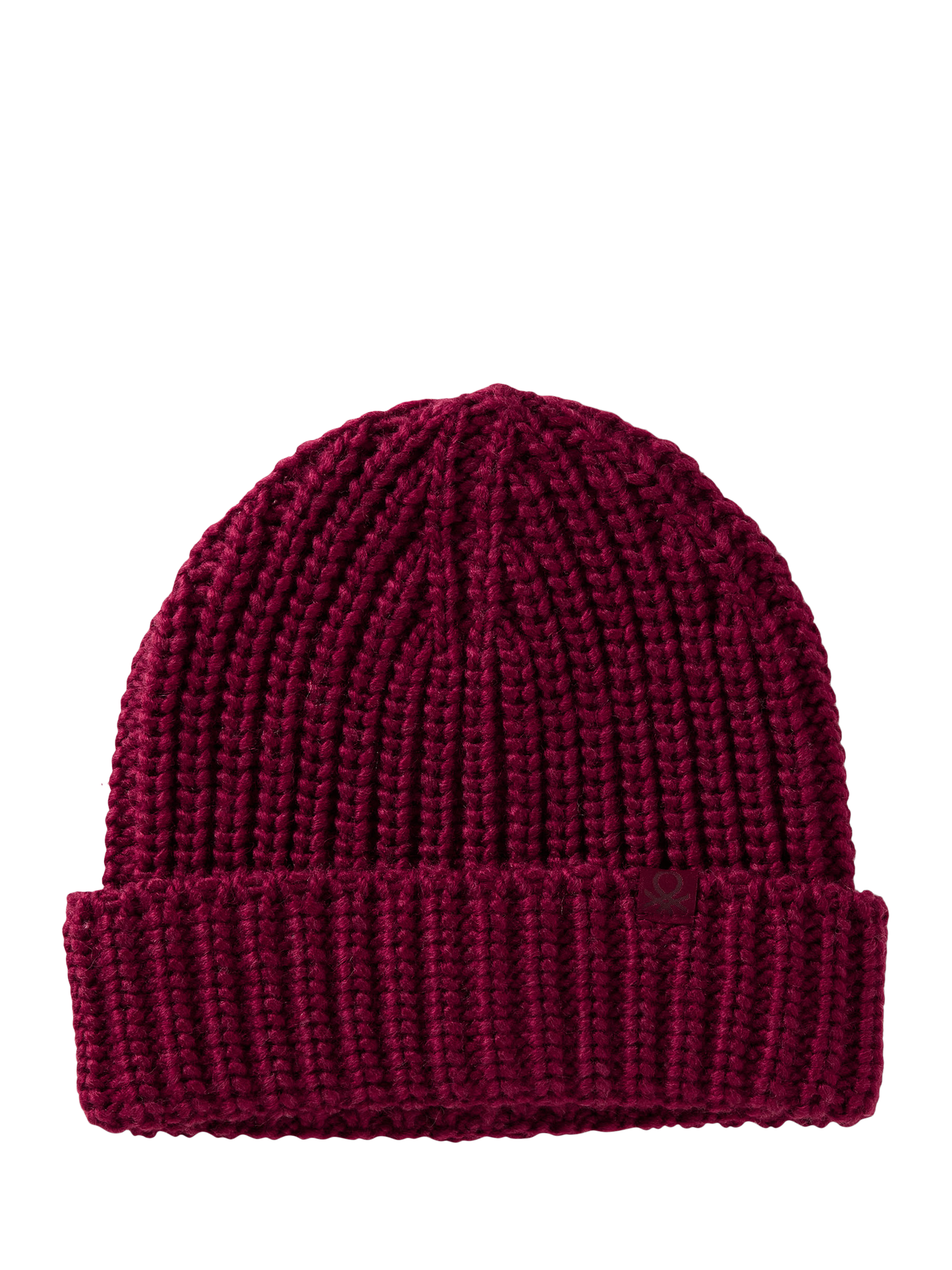 Product image 1 of 3, which shows Benetton Kids' Ribbed Knit Beanie Hat, Red, One Size
