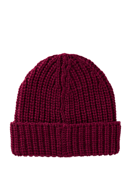 Benetton Kids' Ribbed Knit Beanie Hat, Red - view 2, Red