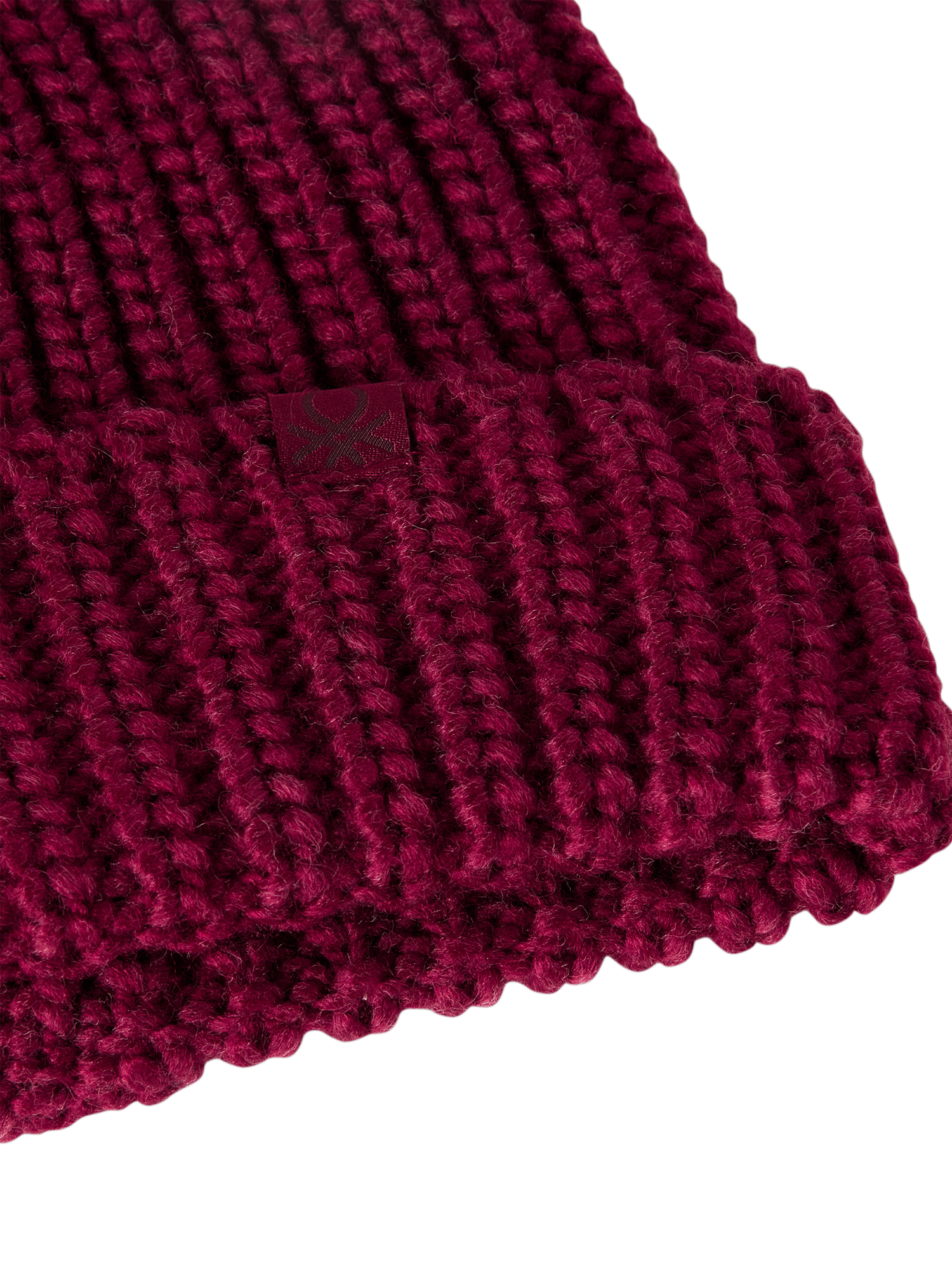 Product image 3 of 3, which shows Benetton Kids' Ribbed Knit Beanie Hat, Red, One Size
