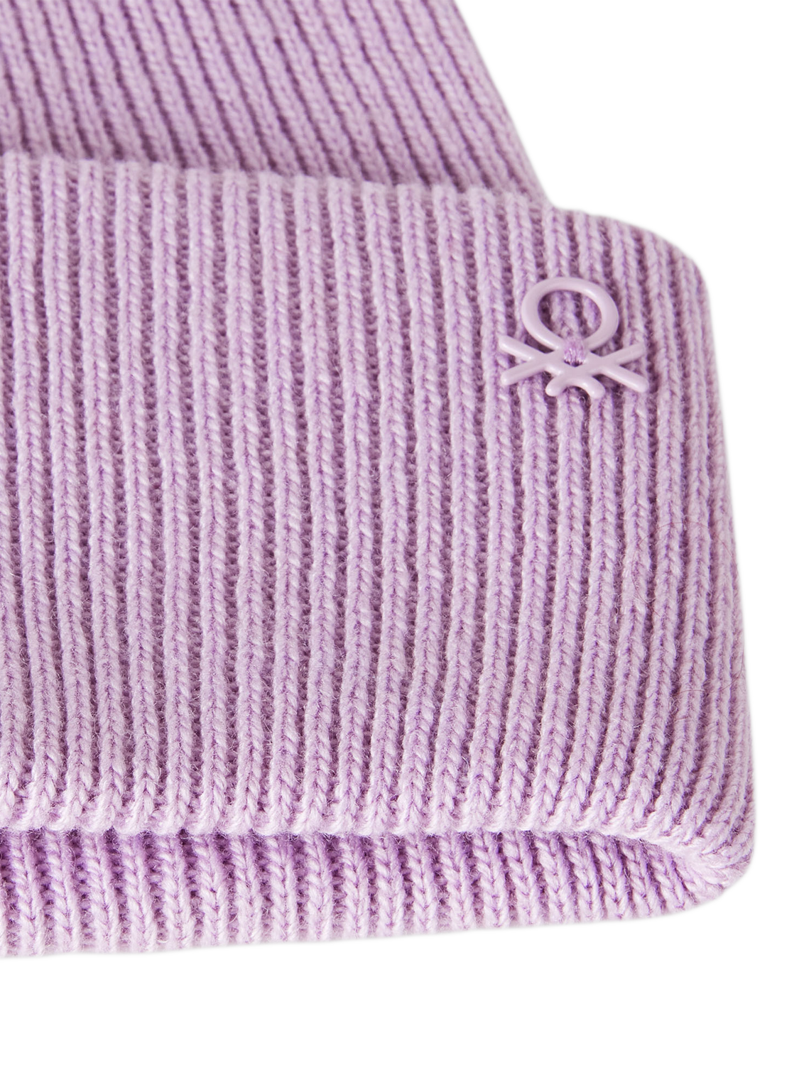 Product image 3 of 3, which shows Benetton Kids' Wool Blend Ribbed Knit Beanie Hat, Violet, One Size