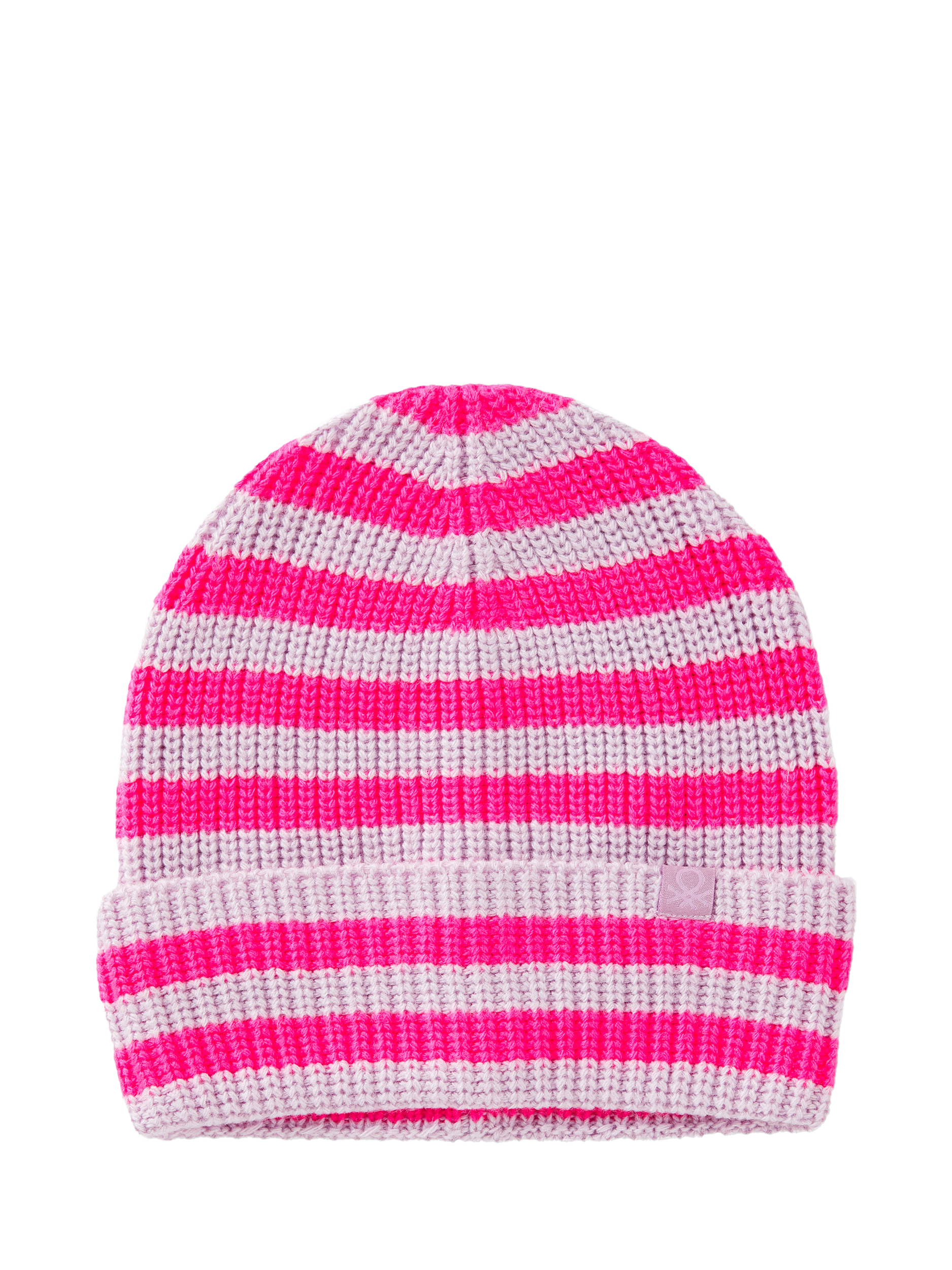 Product image 1 of 3, which shows Benetton Kids' Striped Knit Beanie Hat, Violet, One Size