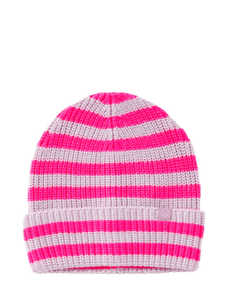 Benetton Kids' Striped Knit Beanie Hat, Violet, Violet