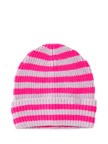 Benetton Kids' Striped Knit Beanie Hat, Violet, Violet